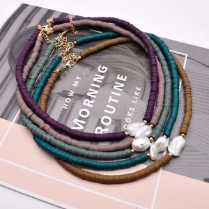 Farbe weiche Keramik Perlen Halsband Halskette natürliche Süßwasser barocke unregelmäßige Perlenkette Strand Femme Schmuck Geschenk Großhandel Y0420