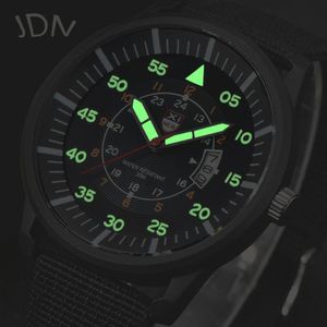 Wristwatches Luminous Pointer Men Watch Nylon Canvas Strap Wear-resistant Outdoor Automatic Date Function Sports Reloj Hombre