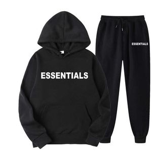 2021 Mode Märke Män Sätter Höst Nya Mens Tracksuit Hoodies + Sweatpants Two Piece Suit Hooded Casual Fleece Sätter Man Kläder X0909