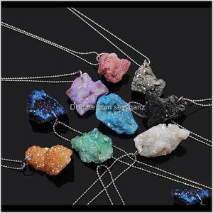 Pendant Necklaces & Jewelrynatural Women Irregular Natural Crystal Necklace Druzy Pendants Stone Jewelry 10 Colors Drop Delivery Bu5S9