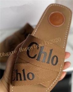 a1 2021 The latest beach mules flat slippers progettista ladies alphabet fabric outdoor leather sole sandals 35-42