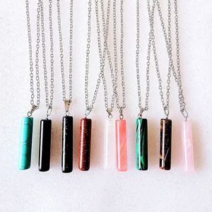 Natural Crystal Stone DIY Pendant Necklaces With Silver Plated Chain For Women Men Lover Choker Jewelry Party Accessories