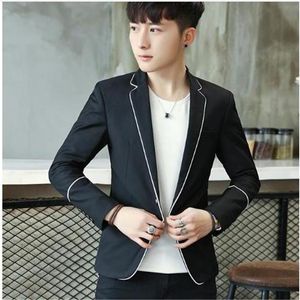 Ternos masculinos Blazers 2021 Mens Roupas Casuais Terno Casaco Gota Slim Fit M-3XL Borda Branca em Front Atacado Preto Cinzento Masculino