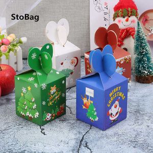 Stobag 20 SZTUK Wesołych Świąt Favor Party Pudełka DIY Handmade Cukierki Czekoladowy Biskwit PZCKAGE Papier Dekorowanie dostaw 210602