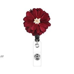 NEURetractable Flower Badge Reel Lanyard ID Card Badge Holder Ski Pass Mehrzweck-Schlüsselanhänger Metall Anti-Lost Clip School Office RRD13023