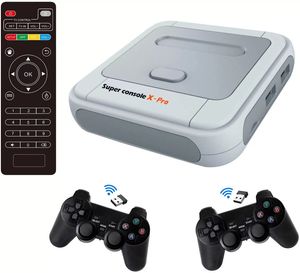 4K HDTV Super Console X Pro S905X Uscita HD Mini TV Lettore di videogiochi per console di giochi PSP/PS1/N64/DC Sistema doppio Giochi integrati da 30000 64 GB