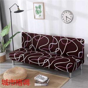 Stretch Folding Sofa Bed Cover Without Armrests Armless Futon Removable Machine Washable Home 3 Seater Couch s 211207