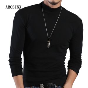 ARCSINX Half Turtleneck Men T-Shirt Casual Long Sleeve T Shirt Men Plus Size 6XL 5XL 4XL 3XL Fashion Fitness Tight Tee Shirt Men 210409