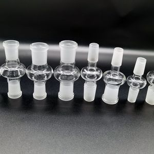 Wholesale Hookahs 10mm 14mm 18mm Male Female Glass Adapter Connector Smoking Accessories Frosting Head Clear 13 Style For Water Pipe Oil Rig Bong Bubbler Bowl