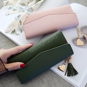 Mode Frauen Geldbörsen Lange Zipper Clutch Weiche PU Leder Herz-förmigen Anhänger Verdeckte Schnalle Multi-funktion Karte Halter