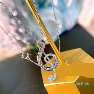 Marca nueva joyería de lujo 925 plata esterlina alta calidad topacio blanco completo CZ diamante amor nota colgante mujeres boda clavícula 93 O2