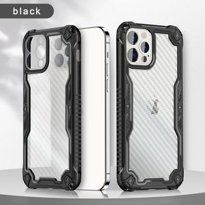 Carbon Fiber Heavy Duty Military ShocktoProof Fodral Clear Slip Purpose Cover för iPhone 13 12 Mini 11 Pro XR XS Max X 8 Samsung S20 Fe S21 Ultra A21S A02S A12 A32 A52 A72