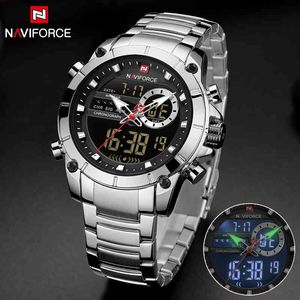 Homens relógios Naviforce 9163 Homens Esporte Militar Esporte Relógio de Relógio de Aço Inoxidável Quartzo Impermeável Relógios Relógios Relogio Masculino 210517