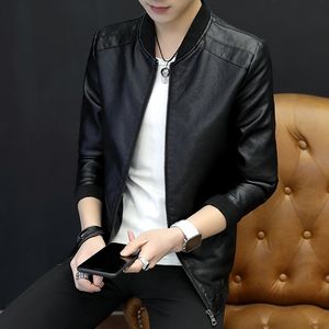 Mens Baseball Leather Jacket Stand Collar Jackets Motorcycle Lightweight Faux Warm Outwears