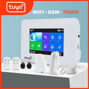 Awaywar WIFI GSM Home Security Einbrecher Smart Alarm System Kit Tuya 4,3 Zoll Touchscreen APP Fernbedienung RFID Arm entwaffnen