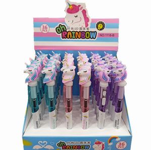 Creative Cartoon Unicorn Light Pen Słodkie Świecące Ballpoint Pen Student Papiernice 0.5mm Writing Tool School Supplies GD1024