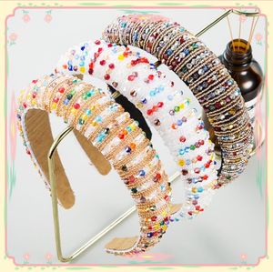 Kafa Rhinestone Yastıklı Kristal Boncuklu Glitter Hairband Geniş Kenar Bejeweled Kafa giyim Barok Rhinestone Süslenmiş Başlık Düğün Saç Toptan