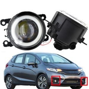 fog light with for Honda Fit 2015-2018 Front Bumper LED Lens Lamp Styling Angel Eye DRL 12v H11