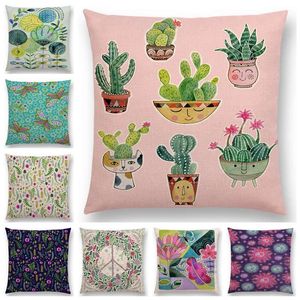 Blooming Flowers Circles Prints Folk Fairy Tale Butterfly Decorative Pattern Pot Plants Cushion Cover Pillow Case Cushion/Decorative