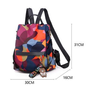 Zaino da donna con stampa geometrica colorata Versione semplice Zaino da scuola per ragazza di design zaini in materiale poliestere nylon