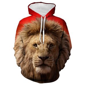 Mäns Hoodies Sweatshirts Män / Kvinnor Hooded Cap Windbreaker Jacka Mode Märke Höst Vinter Lion Animal Printing Clothes