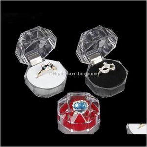 & Drop Delivery 2021 Jewelry Package Boxes Ring Holder Earring Display Acrylic Transparent Wedding Packaging Storage Box Cases Ship Y6Khv