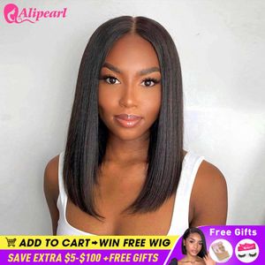 13x4x1 Alipearl Straight Human Hair Wigs Brazilian 4x4x1 Краска кружева T ЧАСТЬ Боб парик для чернокожих женщин S0826