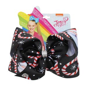 7 Рождественские Jojo Siwa Big Ribbon Jojo Bows Cute Santa Claus Print Hair Bows Hrinestone Узел для волос Мода Аксессуары для волос 368 U2