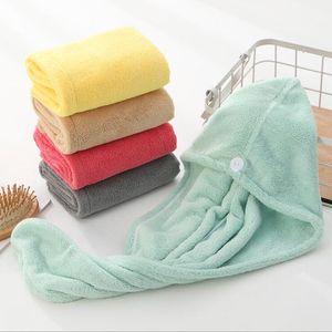 hair-drying cap triangle Plain colour Hats Microfiber Quick Dry Towel High Density Coral Fleece Magic Super Absorbent Towels Turban Wrap Hat Spa Caps wmq901