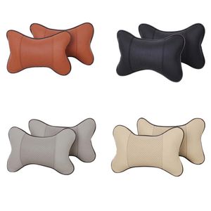 Par Universal Car Neck Kuddar PU Läder Andas Mesh Auto Rest Headrest Kudde Pillow Interiör Tillbehör Sittkuddar