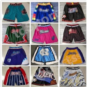 Team Basketball Short Just Don Sport Shorts Hip Pop Pant With Pocket Zipper Sweatpants Blue White Black Red Pink Mens Stitched Good as