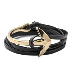 Ship Anchor Armband Multilayer Wrap Läderkedja Armband för kvinnor Mäns Mode Bangle Smycken
