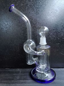 Heady Glass Bongs Recycler Bongユニークなグリーンブルーサイドカーフッカーウォーターパイプシャワーヘッドパーコパーコレーターオイルダブリグ14.4mmジョイントセストショップ