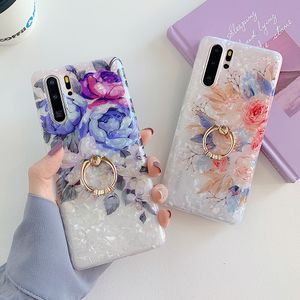 Vintage Flower Phone Fodral för Samsung S21 Plus S20 S10E S10 S9 S8 Plus Not 20 10 9 8 Ring Soft Dream Shell Back Cover