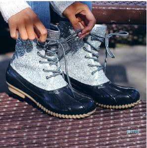 2019 New Woman Glitter Slip Botas de Pato Unisex Ankle PVC adultos antiderrapante impermeável Água respirável Dias chuvosas casuais necessárias