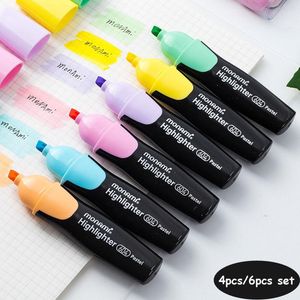 Highlighters Sharkbang 4 sztuk lub 6 sztuk / zestaw fluorescencyjny highlighter Pen Water Color Marker Rysować do rysowania Malowanie Dostaw