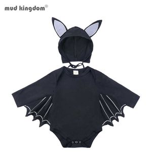 Mudkingdom Boys Girls Pani Stroje Bat Sleeve Jumpsuit + Kapelusze 2 Sztuk Odzież dziecięca Zestaw Dziecko Halloween Odzież 210615