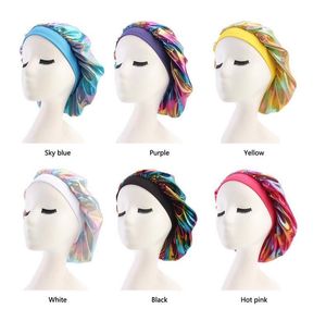 Muçulmanas Mulheres Ampla Estiramento Seco Silk Setin Respirável Bandana Night Dormir Turbante Headwrap Bonnet Chemo Cap Cabelo Acessórios Epacket