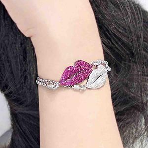 Link, Chain Rhinestone Red Lips Bracelets For Women Bohemia Vintage Bracelet Anklet High Quality Jewelry Charm Party Fashion Gift 2021