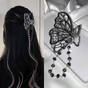 Motyl Klipy Włosów Tassels Hollow Hair Clamps Dla Kobiet Dziewczyna Vintage Metal Srebrny Kolor Harajuku Pinów Włosów