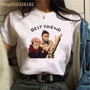 Anime Beste Freund T Shirt Frauen Drucken Jujutsu Kaisen Cartoon hemd Tops Graphic Tee Casual Mode T-shirt Weibliche Kawaii Kleidung g220310