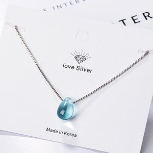 Pendentif Colliers Artificiels Bleu Cristal Eau Collier Collier Coréen Mode Collarbone Femme Bijoux Anniversaire cadeau
