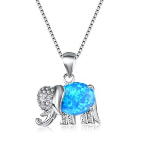 Cute Female Animal Long Pendant Necklace Classic Silver Color Chain Necklaces For Women Dainty Crystal Elephant Wedding