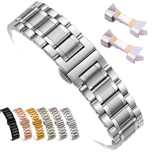 12/14/15/16/17/18/19/20/21/22/23/24mm Watch Band Strap Stainless Steel Watchband Bracelet with Hollow Arc Interface H0915