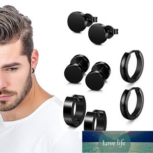 1 Set, 4 Paar, verschiedene Arten, Unisex, schwarze Farbe, Edelstahl, Piercing-Ohrring für Damen und Herren, Punk-Gothic-Langhantel-Ohrring, neuester Stil, Originalstatus