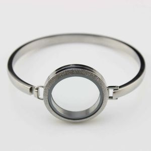 30mm 8 '316L Rostfritt stål Bangle Screw Twist Glass Floating Charm Locket Armband som julklappar Q0717