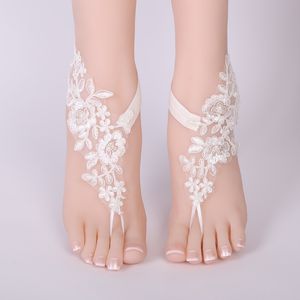 Bridal Crochet Barefoot Sandaler Lace Anklets Bröllop Prom Party Ankel-längd Kvinnor Bare Feet Sandaler