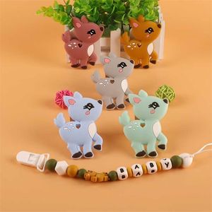 Kovic 5/10Pcs Cute And Charming Animal Fawns Silicone Teether Rodent BPA Food Free Baby Molar Care Nipple Teething Ring 211106