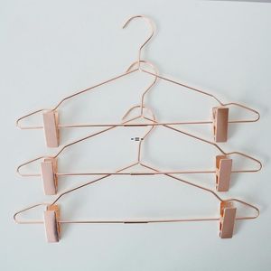 Nordic Style Rose Gold Metal Byxor Hängare Med Klipp Kläder Kjol Display Rack för Klädaffär Garderob Organizer RRE12955