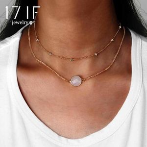 Pendant Necklaces DAXI Natural Crystal 2 Layer Choker Necklace Gold Color Opal Stone For Women Jewelry Wholesale